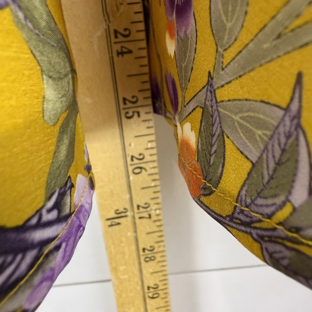 ModCloth Yellow Floral A Line Midi Skirt WOMEN SATIN CIRCLE RETRO M - Picture 9 of 9